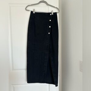 Black denim skirt